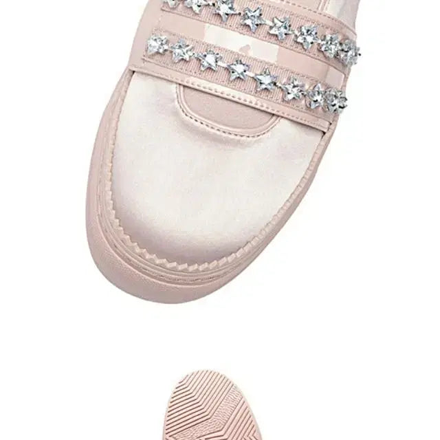 [BUNJANG] Suecomma Bonnie Line Stone Embellished Sneakers / 슈콤마보니  라인  스타 스톤 장식 스니커즈 핑크/네이비