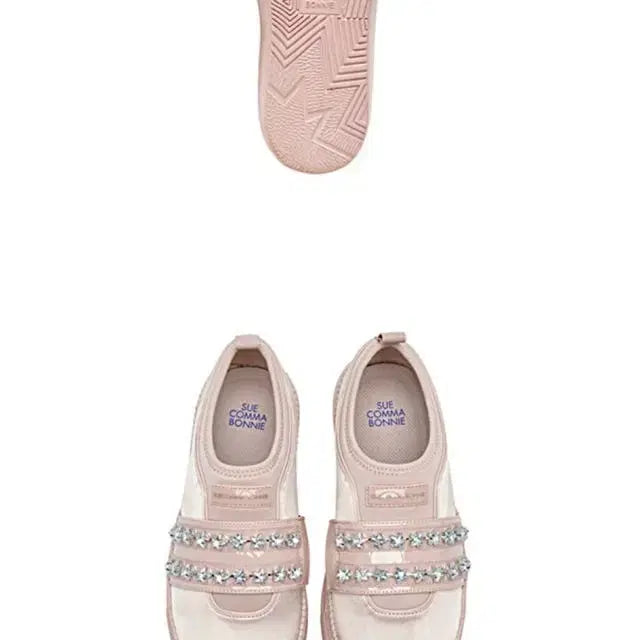 [BUNJANG] Suecomma Bonnie Line Stone Embellished Sneakers / 슈콤마보니  라인  스타 스톤 장식 스니커즈 핑크/네이비