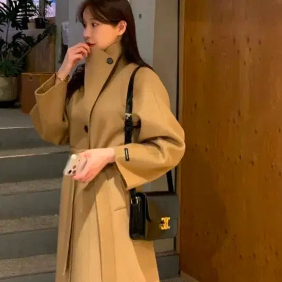[BUNJANG] Minitto Handmade Wool Coat / 미니또 핸드메이드 코트 터틀넥 숄 카라