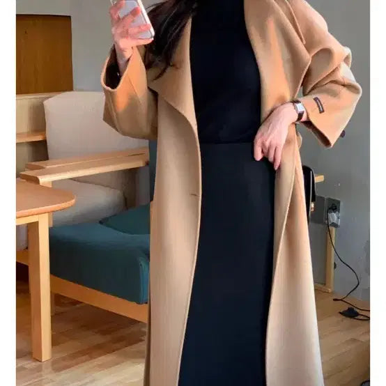 [BUNJANG] Minitto Handmade Wool Coat / 미니또 핸드메이드 코트 터틀넥 숄 카라