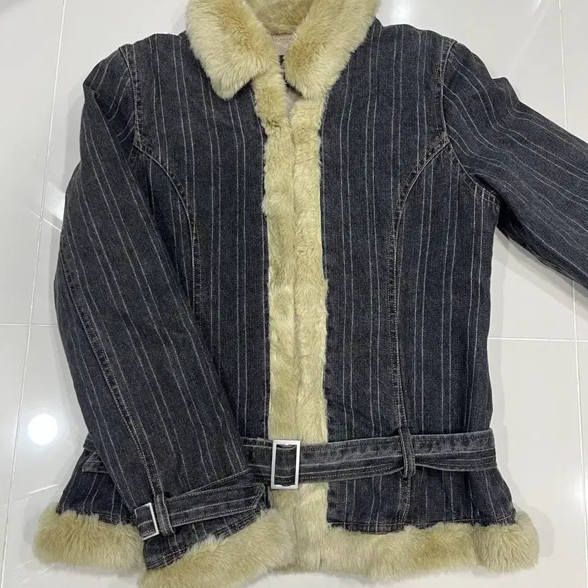 [BUNJANG] Vintage Quilted Fur Denim Jacket / 빈티지 누빔 퍼 데님 자켓 퍼자켓