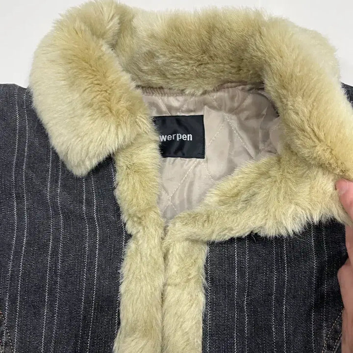 [BUNJANG] Vintage Quilted Fur Denim Jacket / 빈티지 누빔 퍼 데님 자켓 퍼자켓