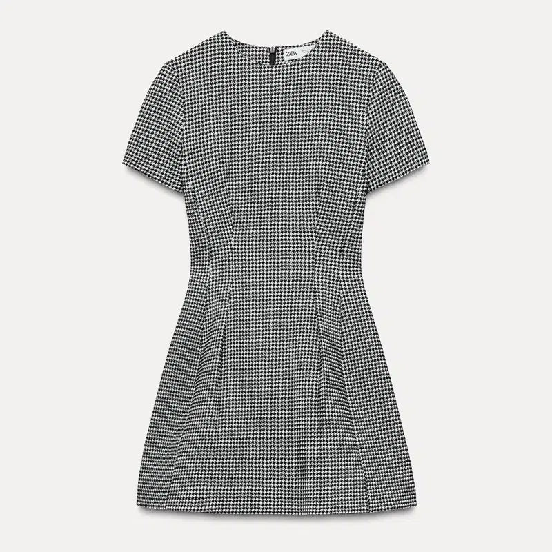 [BUNJANG] ZARA Houndstooth Check Mini Dress / L) 자라 하운드투스체크 원피스 새상품