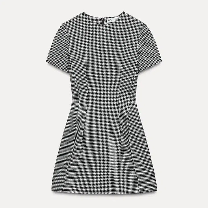 [BUNJANG] ZARA Houndstooth Check Mini Dress / L) 자라 하운드투스체크 원피스 새상품