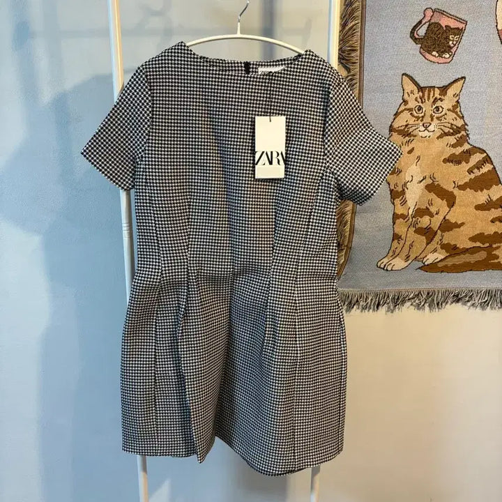 [BUNJANG] ZARA Houndstooth Check Mini Dress / L) 자라 하운드투스체크 원피스 새상품
