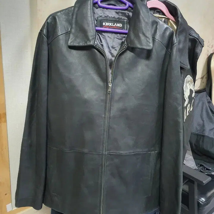 [BUNJANG] Kirkland Signature Black Leather Jacket M / 커클랜드 시그니처 블랙 가죽 자켓 택배비포함가