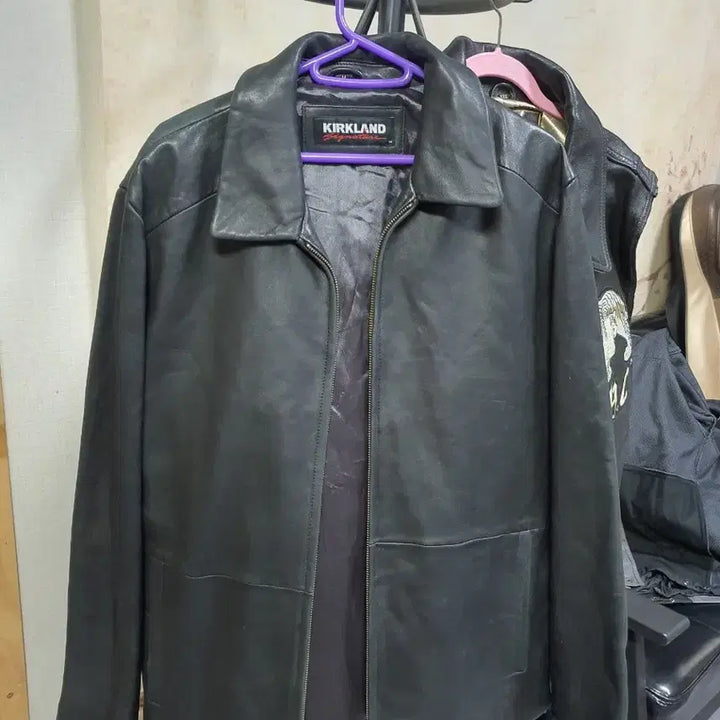 [BUNJANG] Kirkland Signature Black Leather Jacket M / 커클랜드 시그니처 블랙 가죽 자켓 택배비포함가