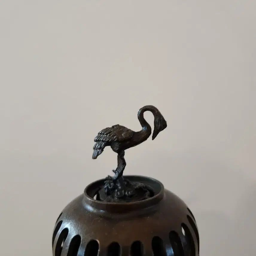 [BUNJANG] Vintage Bronze Crane Incense Burner / 빈티지 청동 학 장식 향로