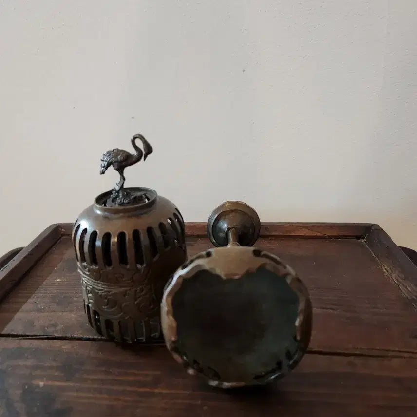 [BUNJANG] Vintage Bronze Crane Incense Burner / 빈티지 청동 학 장식 향로