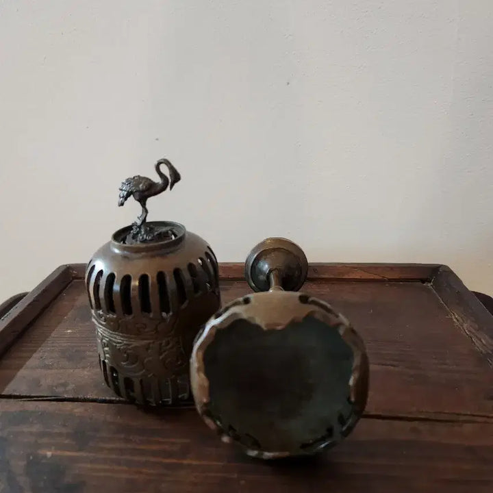 [BUNJANG] Vintage Bronze Crane Incense Burner / 빈티지 청동 학 장식 향로