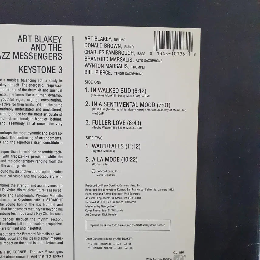 [BUNJANG] Art Blakey & The Jazz LP 1982 Vinyl Record / ART BLAKEY & THE JAZZ LP  1982 수입반 재즈
