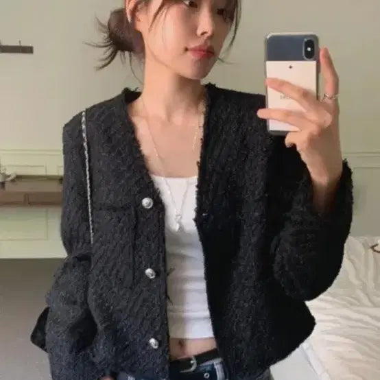 [BUNJANG] Black Tweed Jacket / 블랙 트위드 자켓