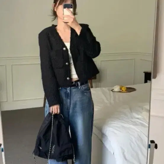 [BUNJANG] Black Tweed Jacket / 블랙 트위드 자켓