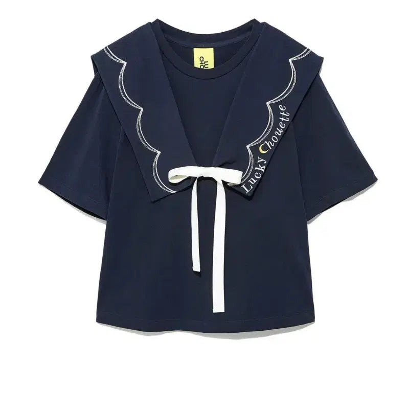[BUNJANG] Lucky Chouette Sailor Collar T-Shirt / 럭키슈에뜨 반팔 티셔츠
