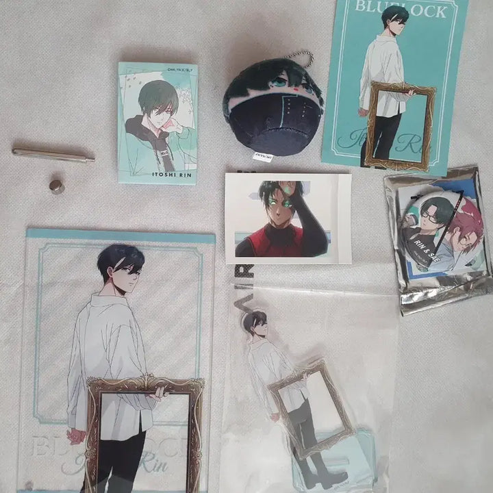 [BUNJANG] Blue Lock Rin Itoshi Acrylic, Nui, Can Badge Bundle Set / 블루록 린 사에 굿즈 아크릴 누이 캔뱃지 일괄
