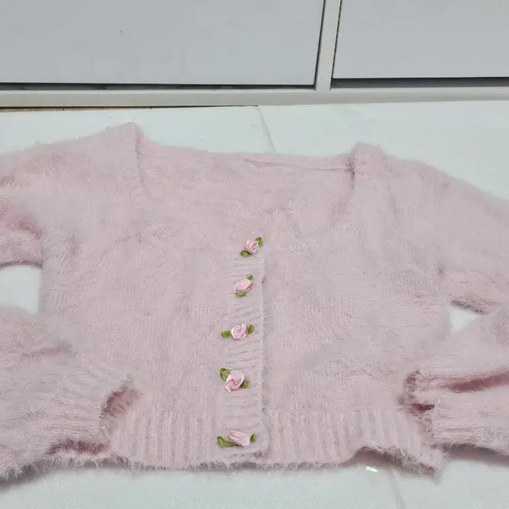 [BUNJANG] Pink Crop Cardigan Size Small / 크롭  벌룬소매 핑크 사이즈 소