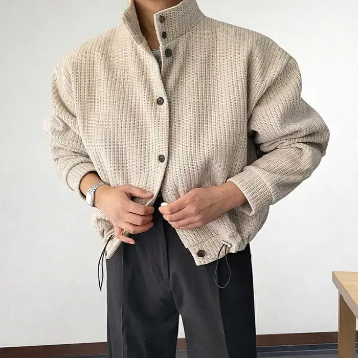 [BUNJANG] Man Velour High Neck Jacket - Black, Charcoal, Beige / 남자 벨로아 하이넥 자켓 3컬러