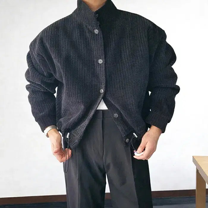 [BUNJANG] Man Velour High Neck Jacket - Black, Charcoal, Beige / 남자 벨로아 하이넥 자켓 3컬러