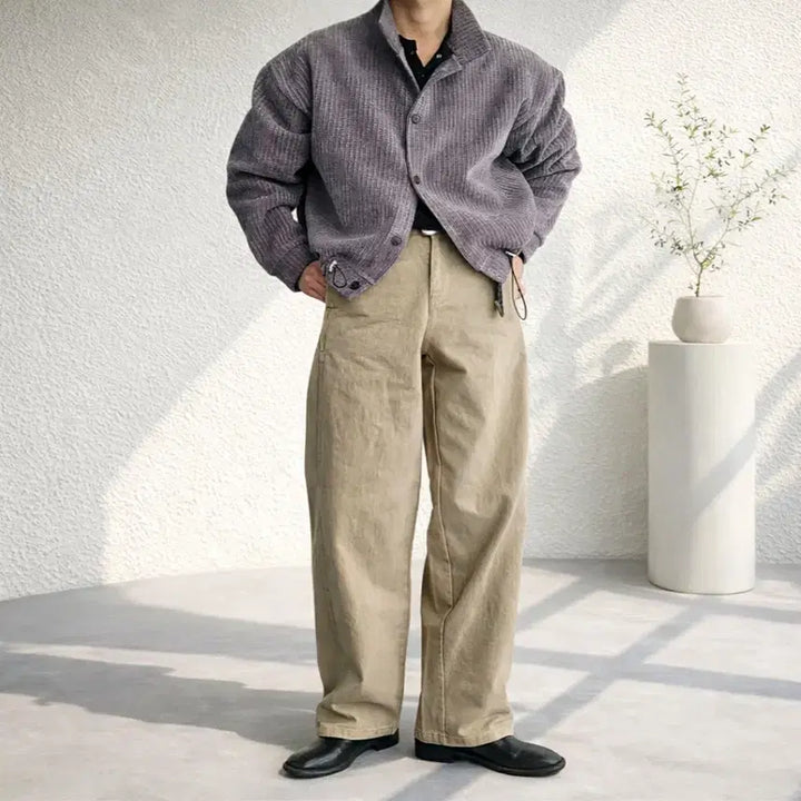 [BUNJANG] Man Velour High Neck Jacket - Black, Charcoal, Beige / 남자 벨로아 하이넥 자켓 3컬러