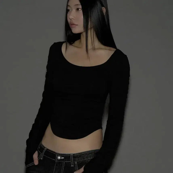 [BUNJANG] Please No Follow MOMO Shirring Top / 플리즈노팔로우 New MOMO Shirring Top black