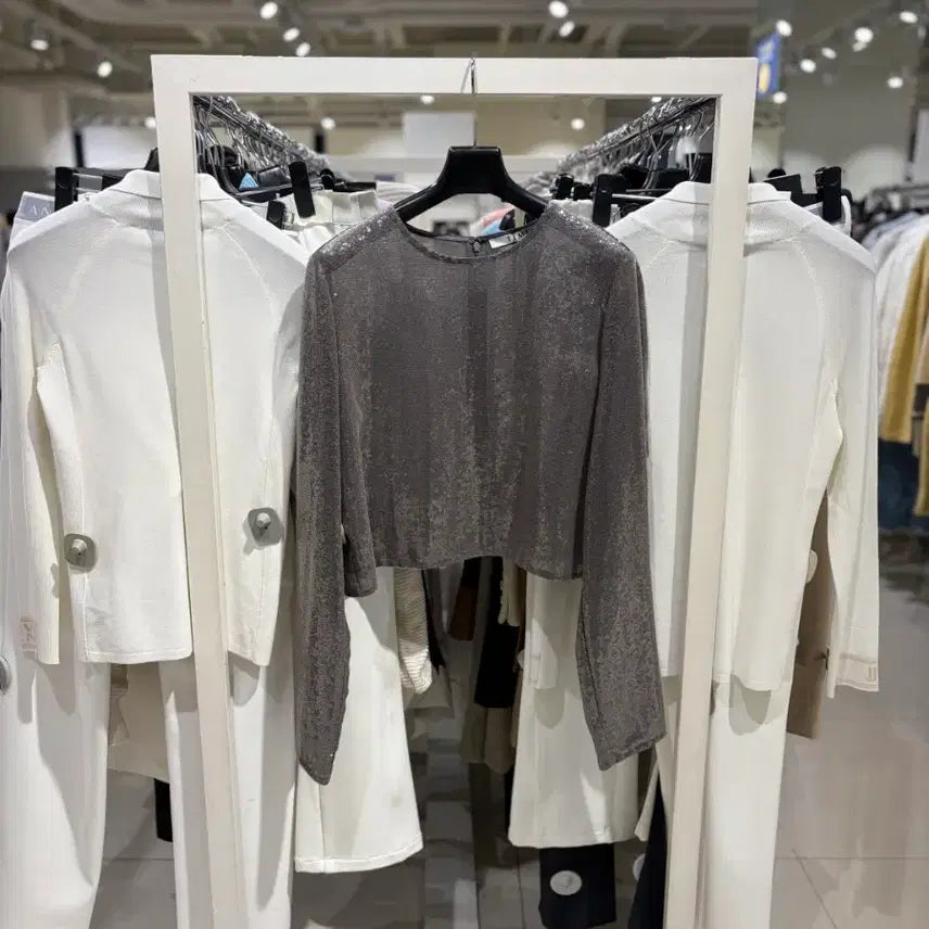 [BUNJANG] TIME Spangle Crop Blouse / 타임 TIME 스팽글 크롭 블라우스