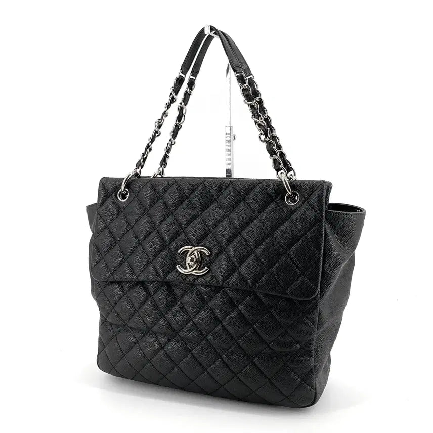 [BUNJANG] Chanel Caviar Silver Hardware Flap Bag Large Shopper Shoulder Bag / 샤넬 캐비어 은장 플랩백 라지 쇼퍼백 숄더백