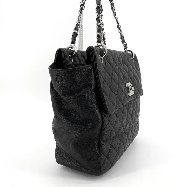 [BUNJANG] Chanel Caviar Silver Hardware Flap Bag Large Shopper Shoulder Bag / 샤넬 캐비어 은장 플랩백 라지 쇼퍼백 숄더백