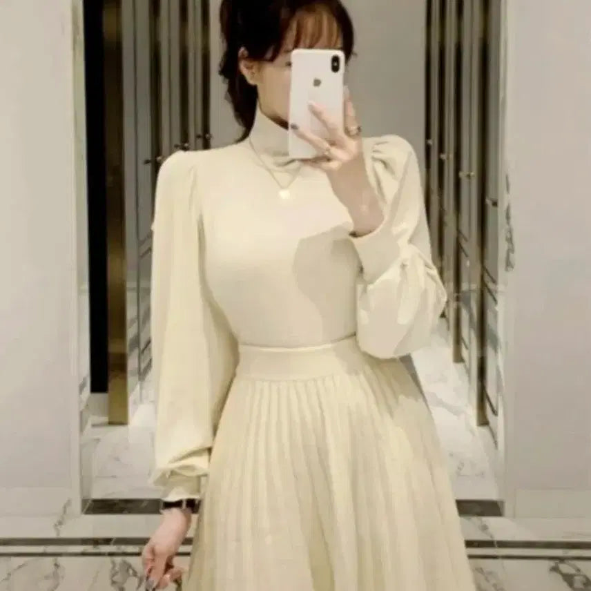 [BUNJANG] Unbranded Knit Pleated Mini Skirt - Ivory / 새상품) 니트 플리츠 치마 미니 스커트  아이보리