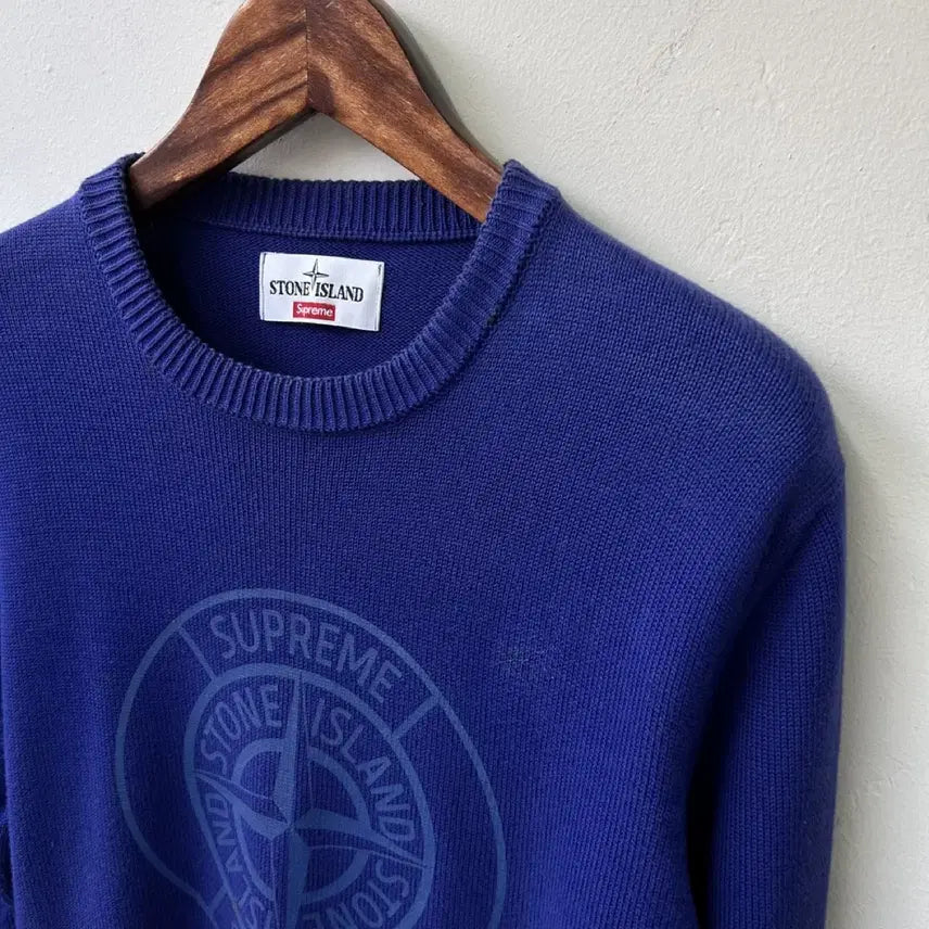 [BUNJANG] Stone Island x Supreme Reflective Compass Knit L / 15741 - 스톤아일랜드 X 슈프림 리플렉티브 콤퍼스 니트