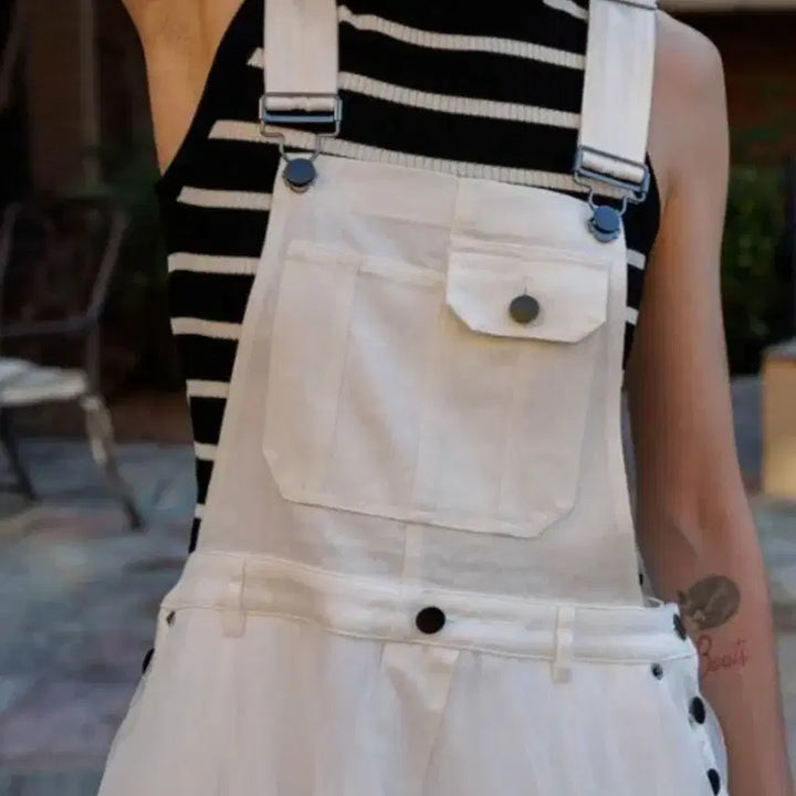 [BUNJANG] Unbranded Chiffon Jumper Dress / 쉬폰 캉캉 멜빵 치마