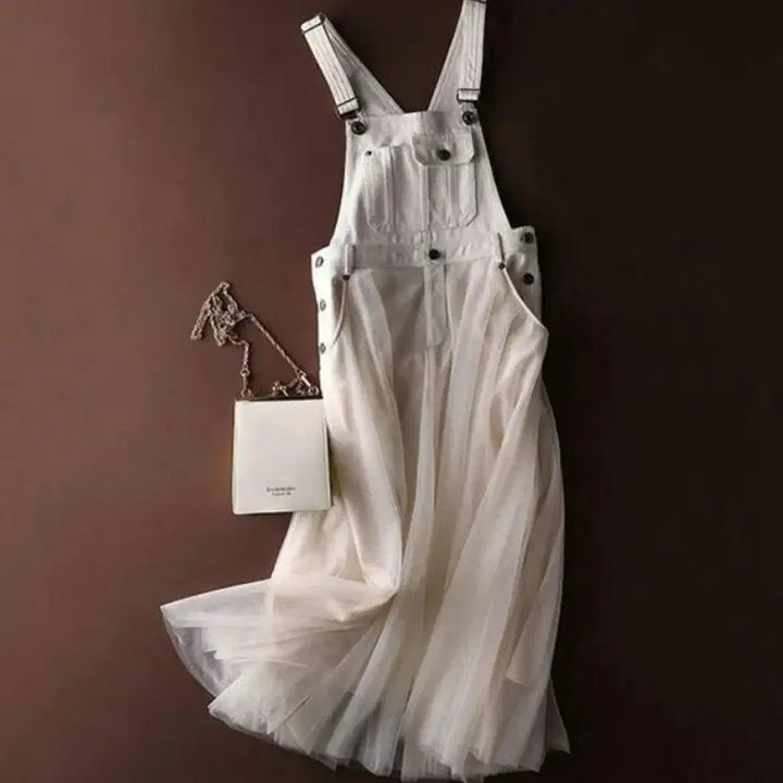 [BUNJANG] Unbranded Chiffon Jumper Dress / 쉬폰 캉캉 멜빵 치마