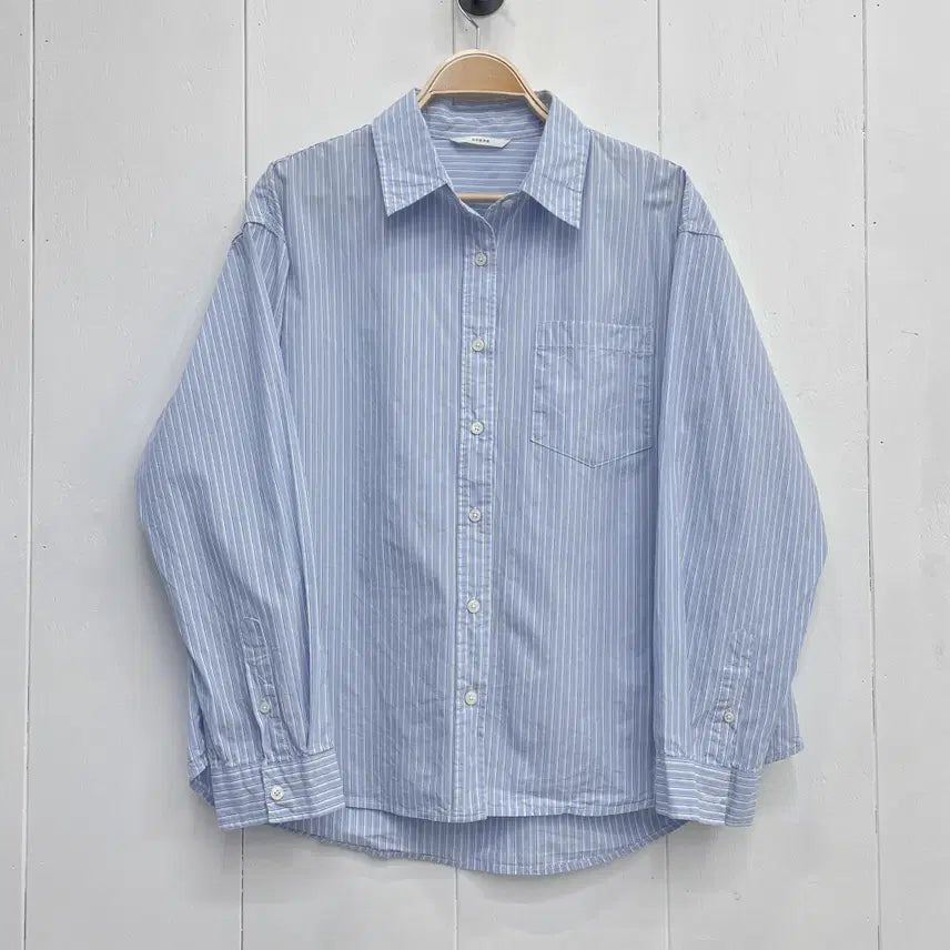 [BUNJANG] unene Oversized Striped Cotton Shirt - Blue / unene 오버핏 스트라이프 코튼 셔츠 블루