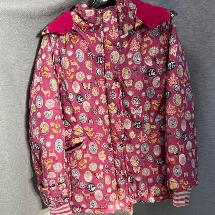 [BUNJANG] Oillily Pink Pattern Padded Jumper / Oillily  오일릴리 핑크 패턴 패딩 점퍼