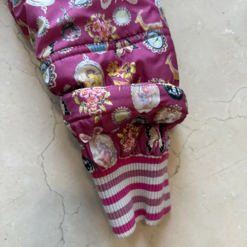 [BUNJANG] Oillily Pink Pattern Padded Jumper / Oillily  오일릴리 핑크 패턴 패딩 점퍼