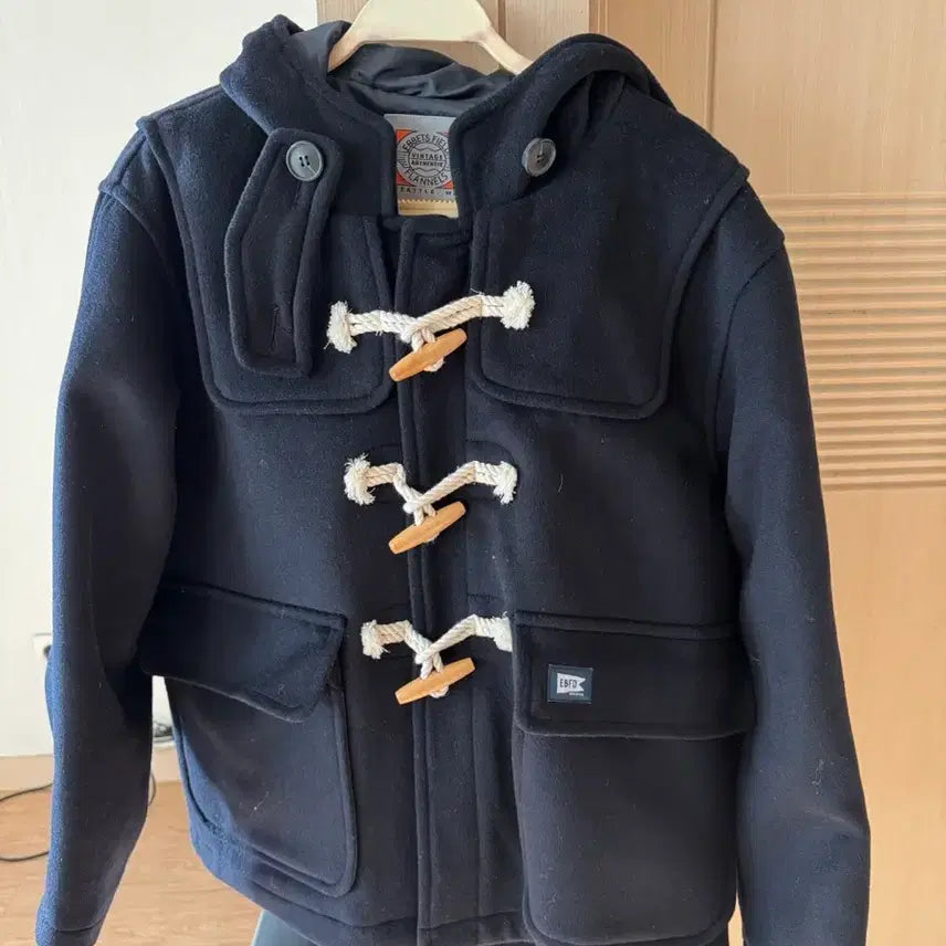 [BUNJANG] EBBETS FIELD Women's Wool Duffle Coat Navy / 이벳필드 여성 울 소재 떡볶이 코트 플래그 오버핏 숏코트 네이비