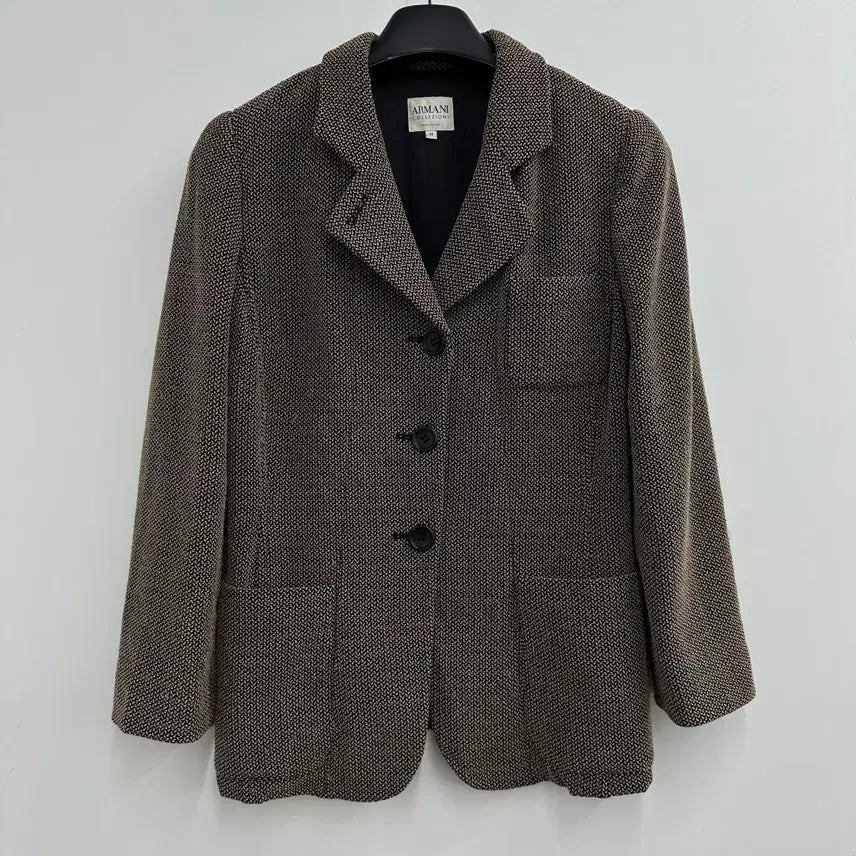 [BUNJANG] Armani Women's Black Brown Blazer Jacket / 90 알마니 여자 블랙 브라운 블레이져 자켓
