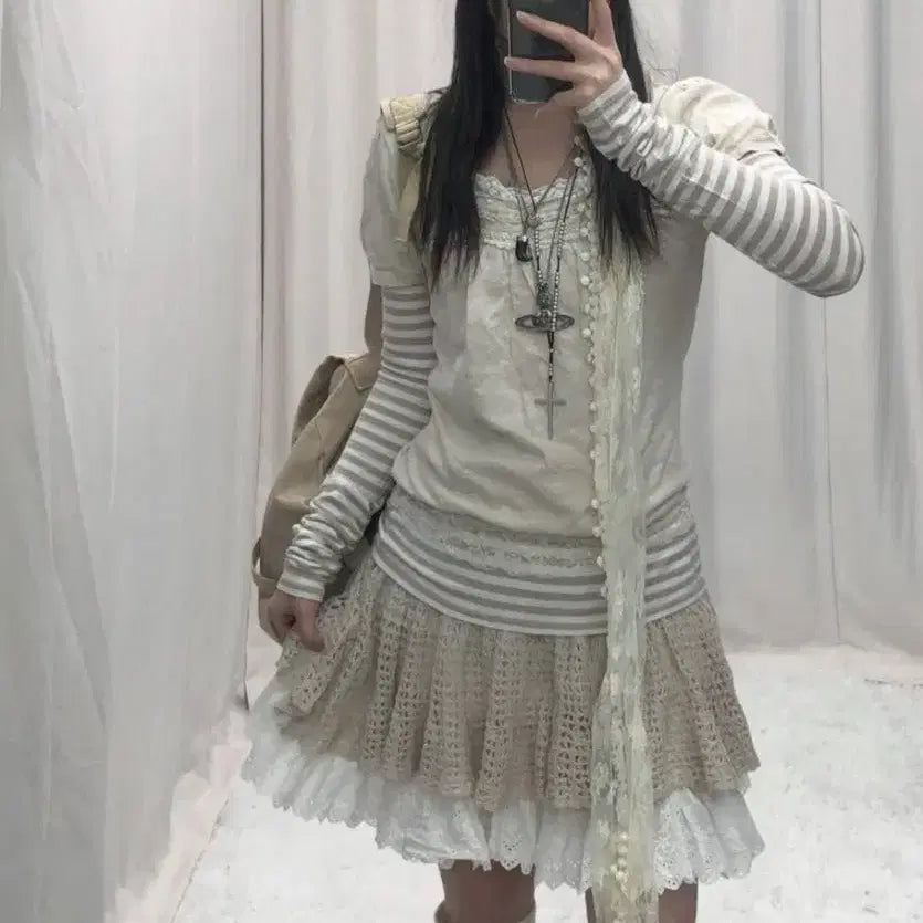 [BUNJANG] Strawberry Latte Mori Coordination Set / 딸기 라떼모리 코디셋