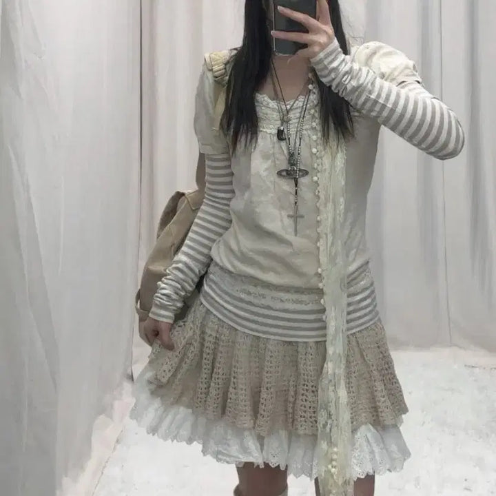 [BUNJANG] Strawberry Latte Mori Coordination Set / 딸기 라떼모리 코디셋