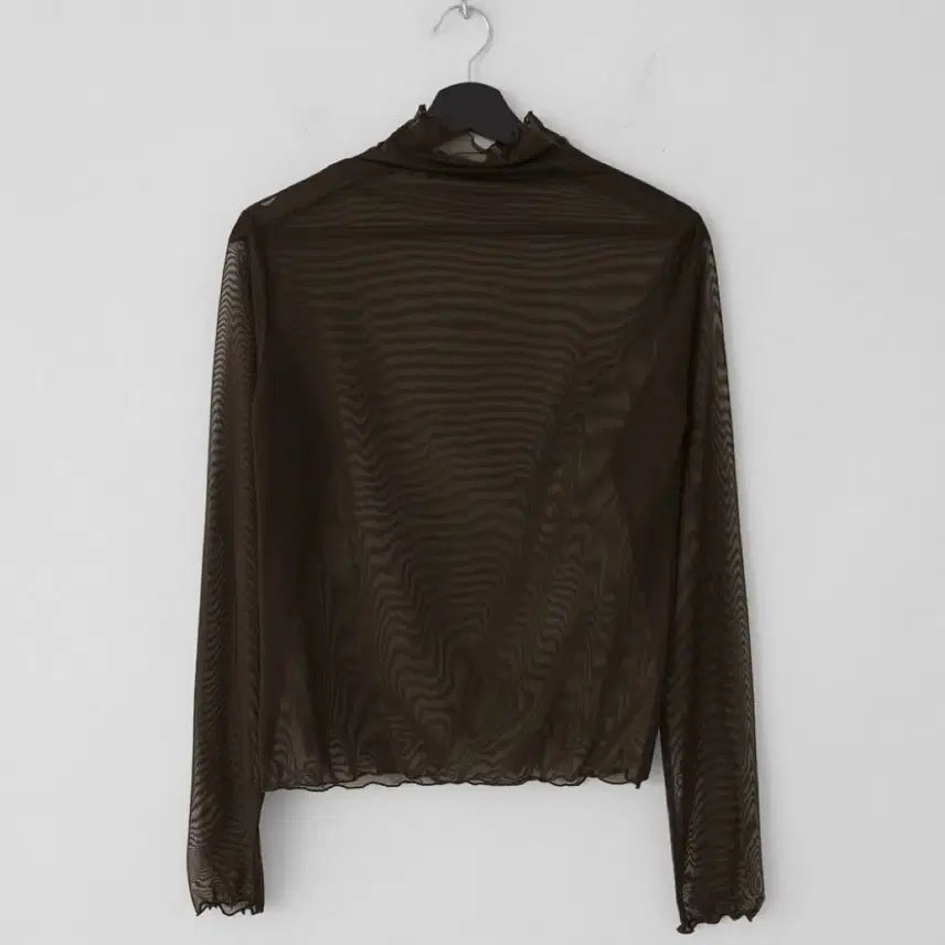 [SOLD OUT] (새상품) 시스루 레이어드 반폴라 티셔츠 브라운