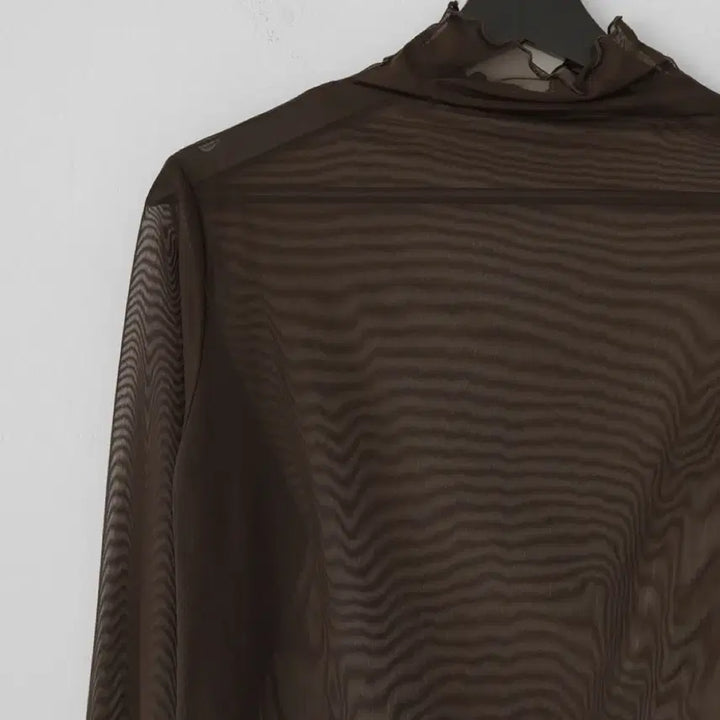 [SOLD OUT] (새상품) 시스루 레이어드 반폴라 티셔츠 브라운