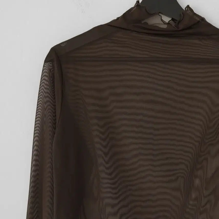 [SOLD OUT] (새상품) 시스루 레이어드 반폴라 티셔츠 브라운