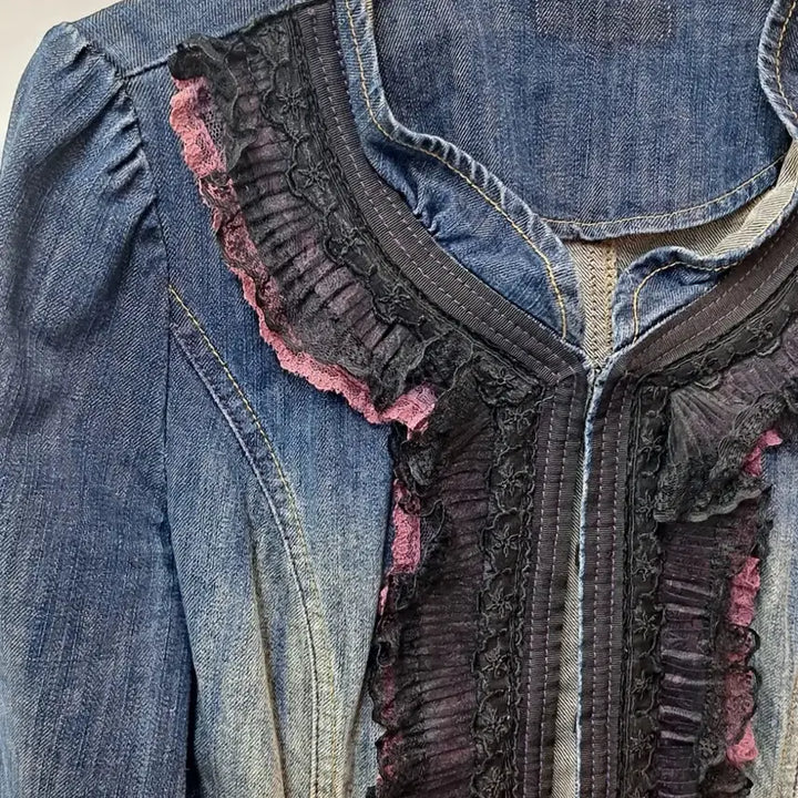[BUNJANG] Vintage Lace Denim Jacket / 여성 레이스 데님 자켓