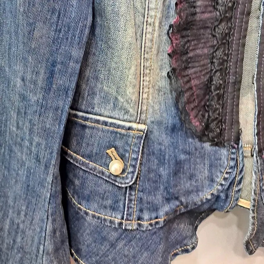 [BUNJANG] Vintage Lace Denim Jacket / 여성 레이스 데님 자켓