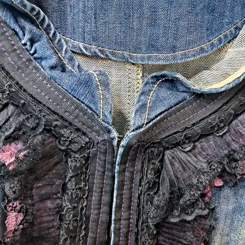 [BUNJANG] Vintage Lace Denim Jacket / 여성 레이스 데님 자켓
