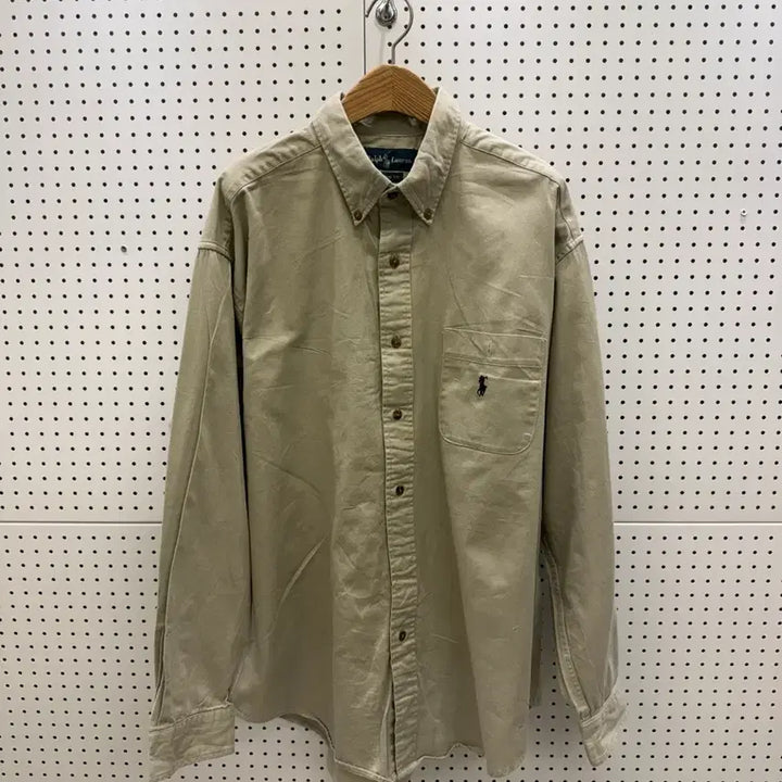 [BUNJANG] Polo Ralph Lauren Classic Fit Beige Button Down Shirt / 폴로 랄프로렌 클래식핏 베이지 버튼다운 셔츠 U907