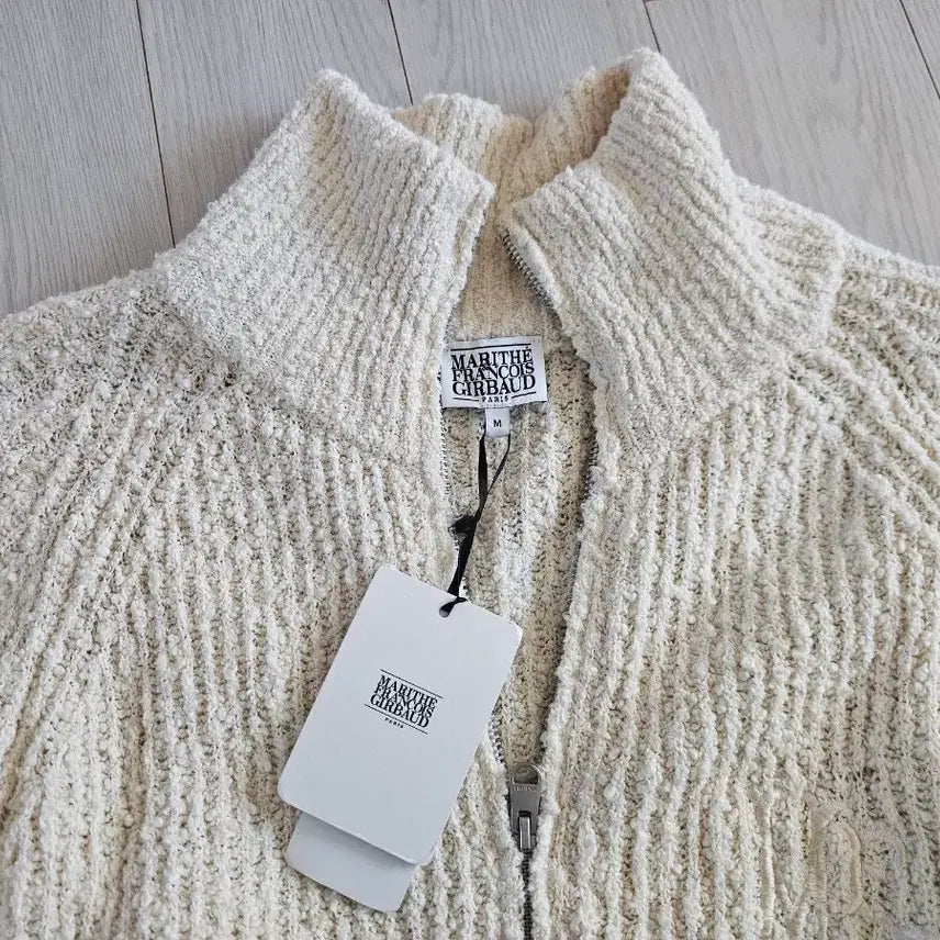 [BUNJANG] Marithe Francois Girbaud Cream Ribbed Zip Up Cardigan (M) / [정품]마리떼 프랑소와 저버 집업 가디건 (크림,M)