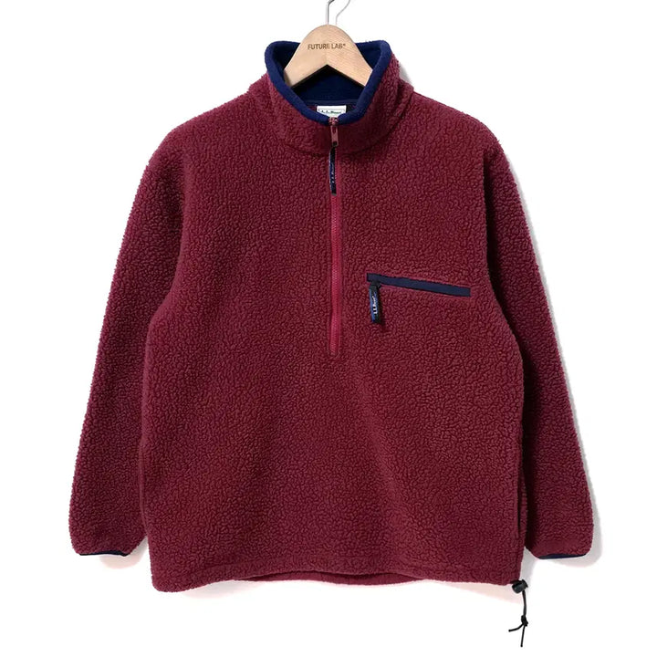 [BUNJANG] L.L.Bean Fleece Pullover Red (Size M) / [M] 엘엘빈 딥 파일 플리스 하프 집 풀오버 레드