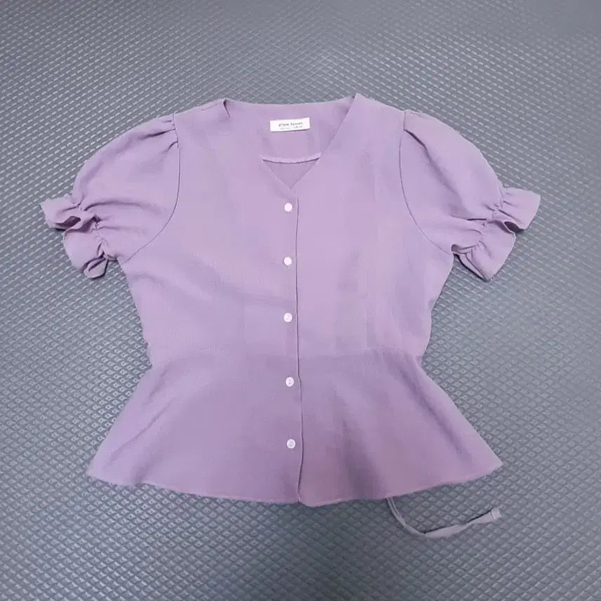 [BUNJANG] Lavender V-Neck Linen Blouse / 라벤더 브이넥 린넨 블라우스
