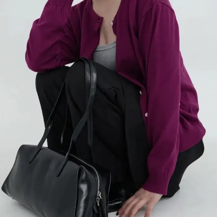 [BUNJANG] O-New-E Breeze Burgundy Round Cardigan / 오뉴이 브리즈 히든 버튼 라운드 가디건 버건디