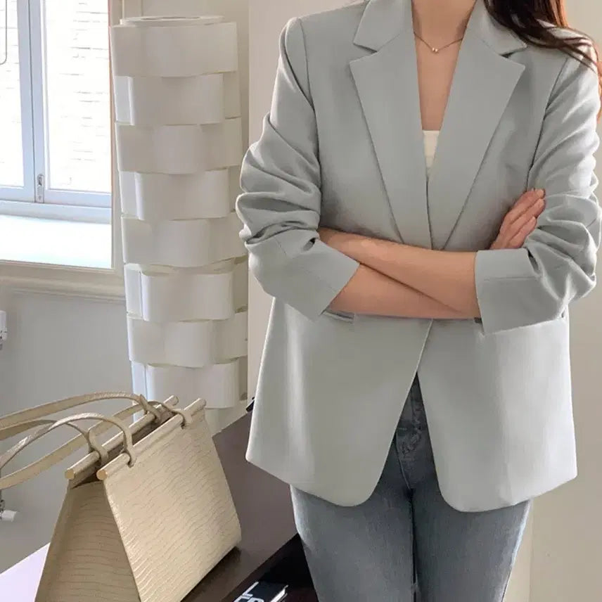 [BUNJANG] Atrr Women's Mint Blazer / 아뜨  여성 루즈핏 민트색 블레이저